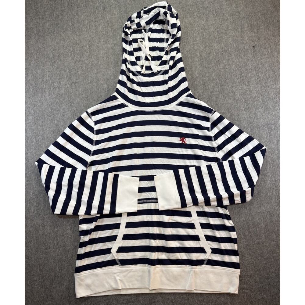 NEW Express Men’s XL Lightweight Pull Over Hoodie Blue White Stripe Long Sleeve